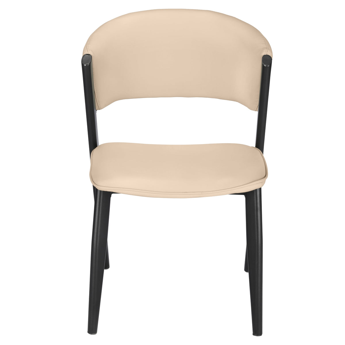Aspen Dining Chairs Upholstered in Leather with Black Metal Legs