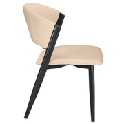 Aspen Dining Chairs Upholstered in Leather with Black Metal Legs