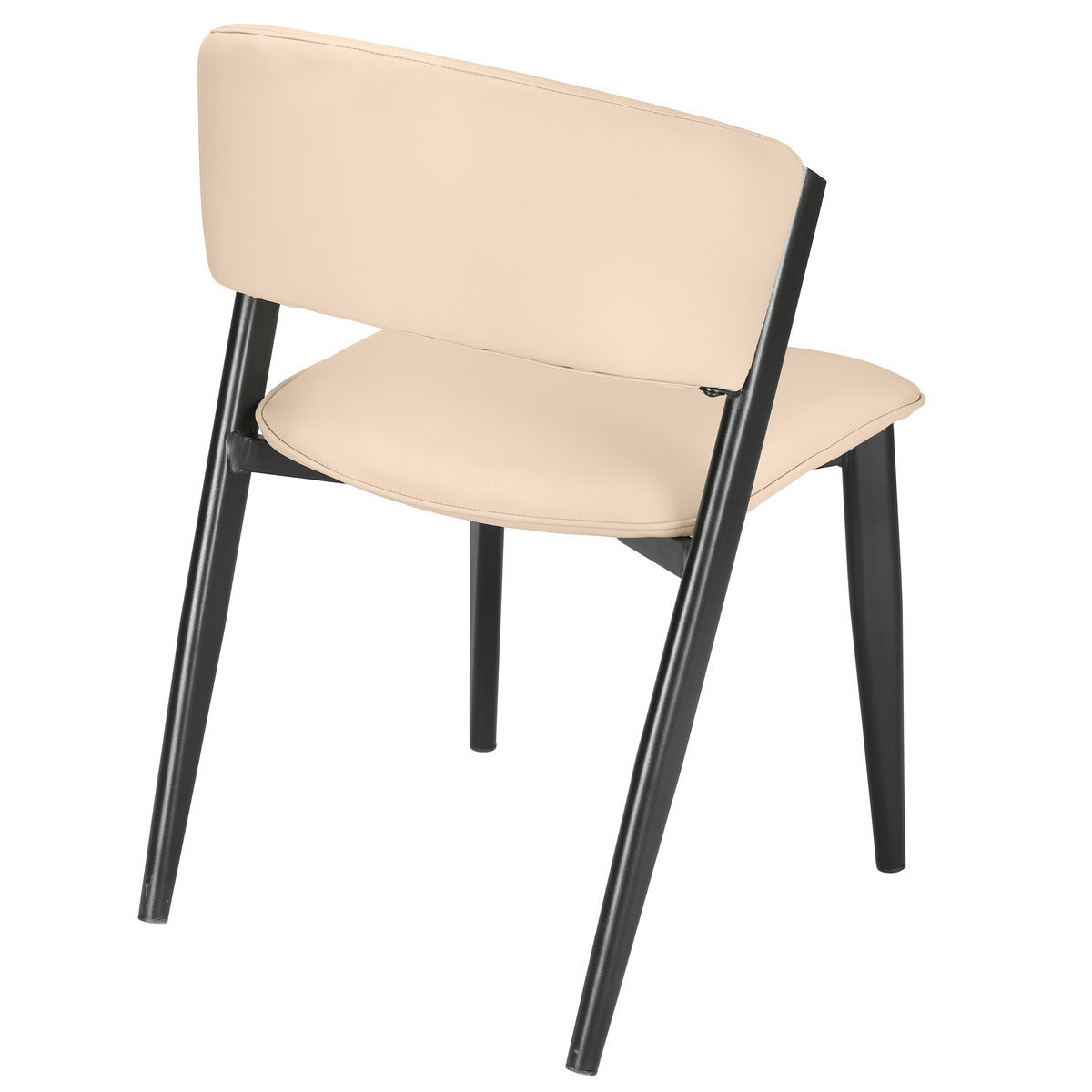 Aspen Dining Chairs Upholstered in Leather with Black Metal Legs