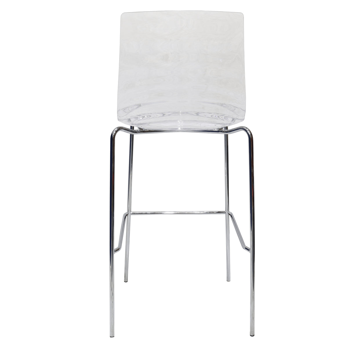 Astor Plastic Bar Stool – Chrome Steel Base with Ripple Swirl Seat Design and Footrest