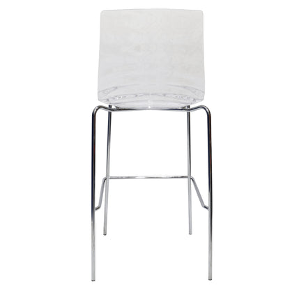 Astor Plastic Bar Stool – Chrome Steel Base with Ripple Swirl Seat Design and Footrest