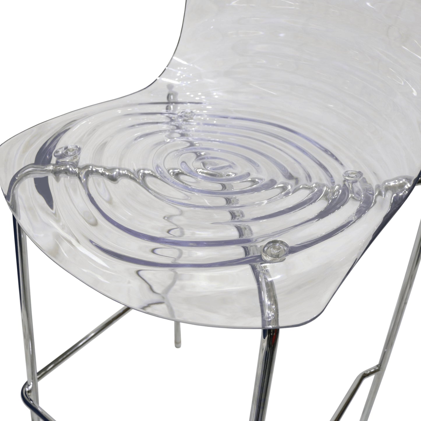 Astor Plastic Bar Stool – Chrome Steel Base with Ripple Swirl Seat Design and Footrest
