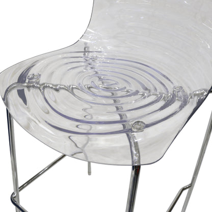 Astor Plastic Bar Stool – Chrome Steel Base with Ripple Swirl Seat Design and Footrest
