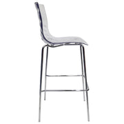Astor Plastic Bar Stool – Chrome Steel Base with Ripple Swirl Seat Design and Footrest