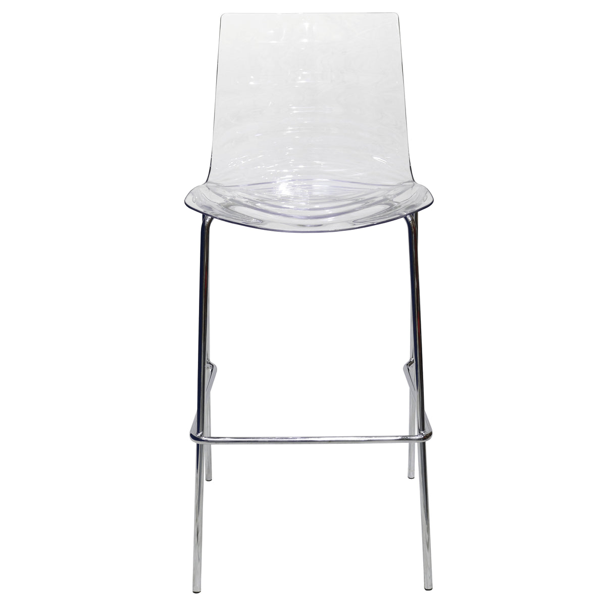 Astor Plastic Bar Stool – Chrome Steel Base with Ripple Swirl Seat Design and Footrest