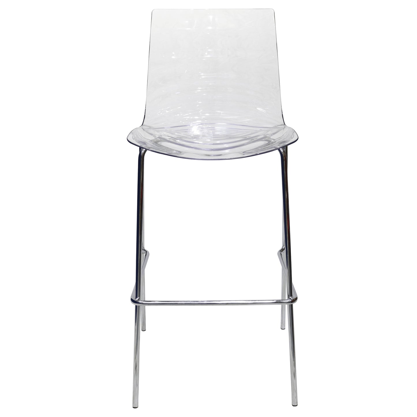 Astor Plastic Bar Stool – Chrome Steel Base with Ripple Swirl Seat Design and Footrest