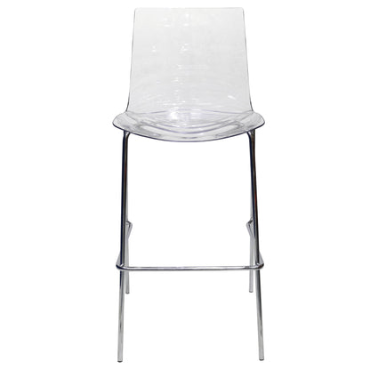 Astor Plastic Bar Stool – Chrome Steel Base with Ripple Swirl Seat Design and Footrest