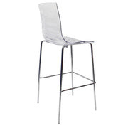 Astor Plastic Bar Stool – Chrome Steel Base with Ripple Swirl Seat Design and Footrest