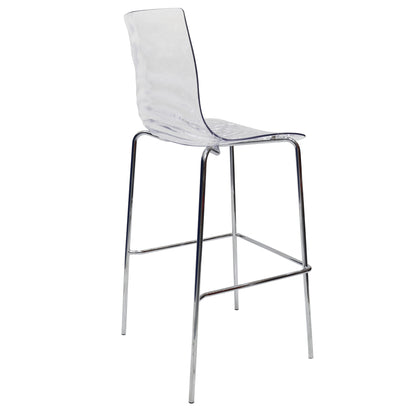 Astor Plastic Bar Stool – Chrome Steel Base with Ripple Swirl Seat Design and Footrest