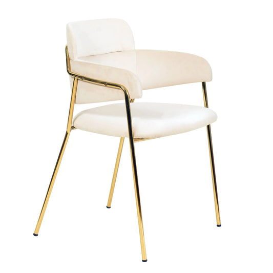 Axis Upholstered Dining Chair with Curved Open-Back Design and Gold Stainless Steel Legs - Elax Furniture