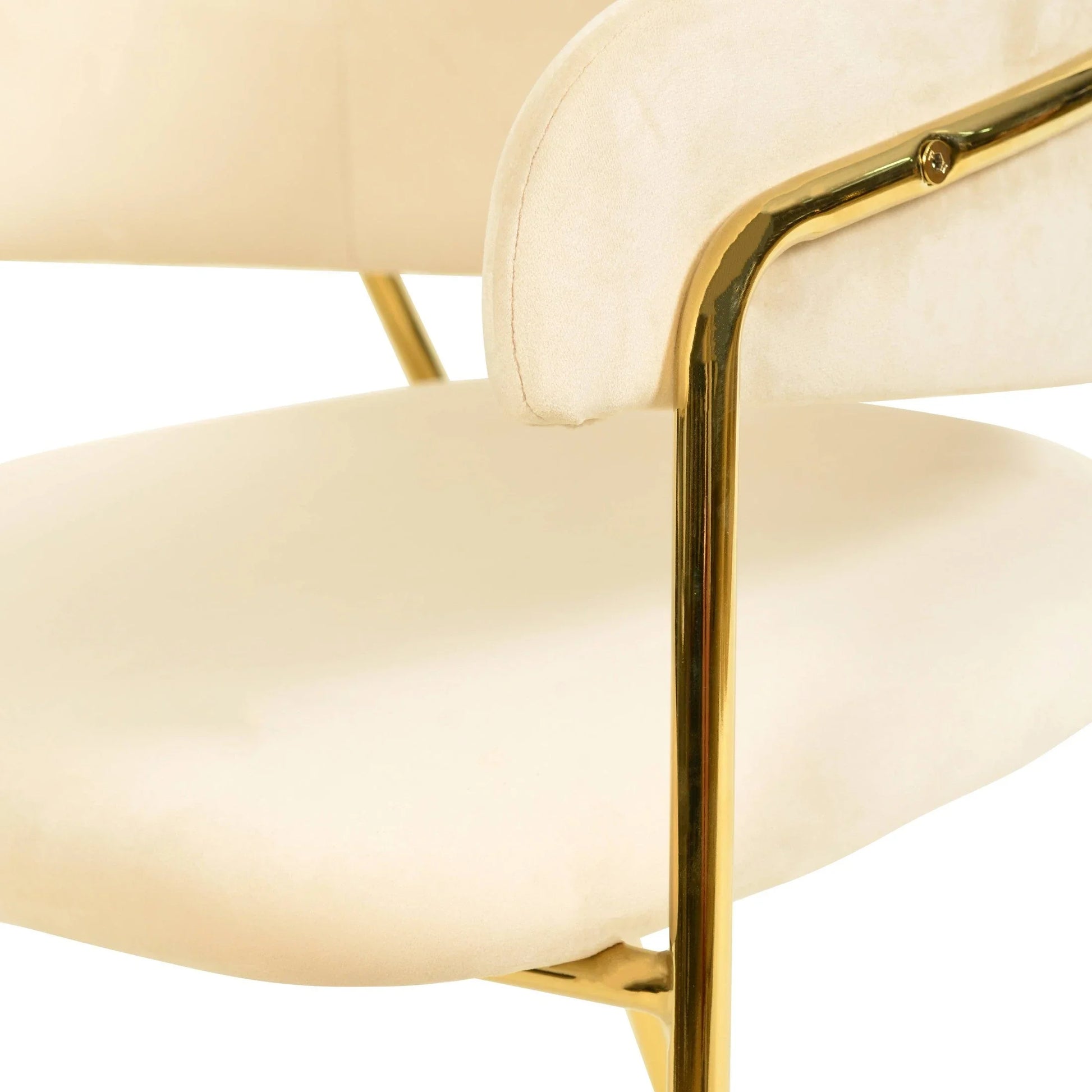 Axis Upholstered Dining Chair with Curved Open-Back Design and Gold Stainless Steel Legs - Elax Furniture