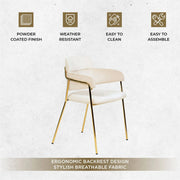 Axis Upholstered Dining Chair with Curved Open-Back Design and Gold Stainless Steel Legs - Elax Furniture