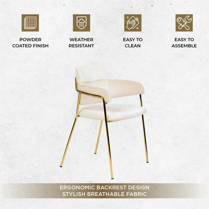 Axis Upholstered Dining Chair with Curved Open-Back Design and Gold Stainless Steel Legs - Elax Furniture