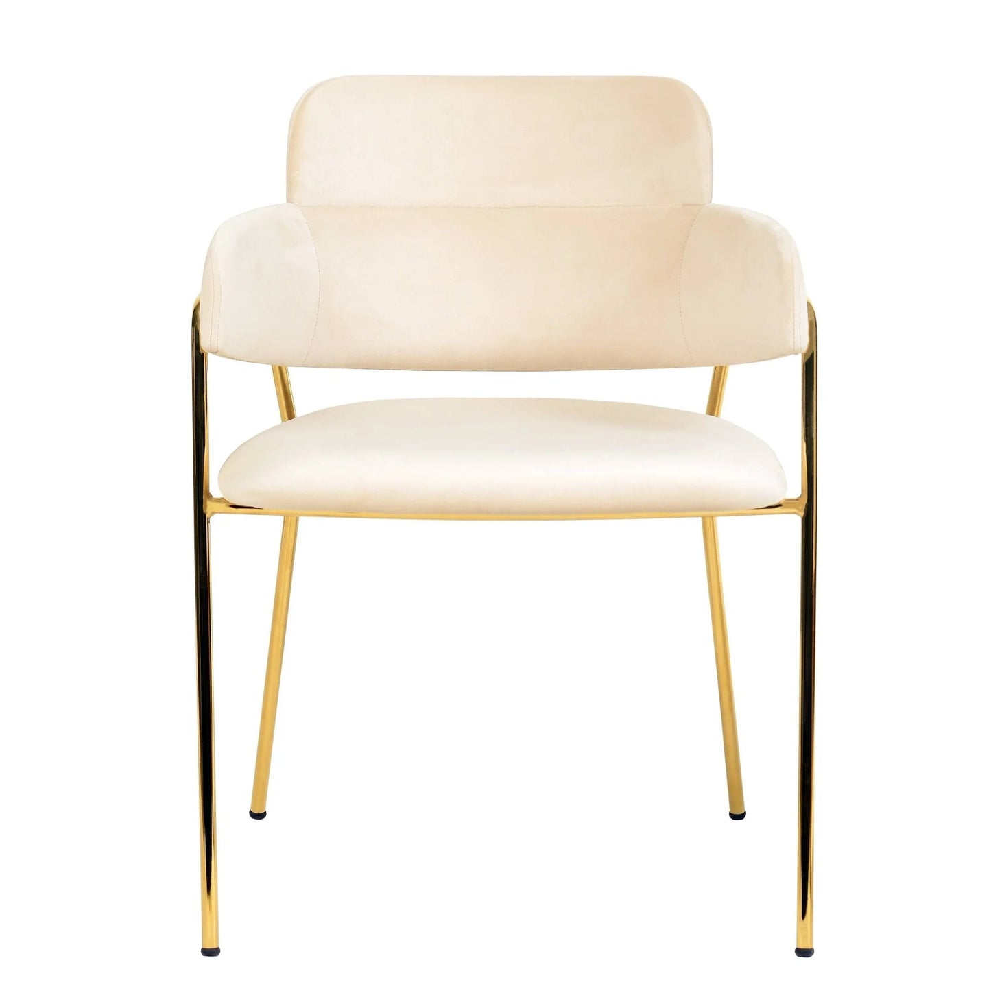 Axis Upholstered Dining Chair with Curved Open-Back Design and Gold Stainless Steel Legs - Elax Furniture