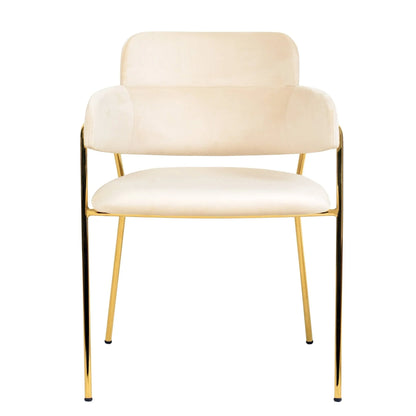 Axis Upholstered Dining Chair with Curved Open-Back Design and Gold Stainless Steel Legs - Elax Furniture