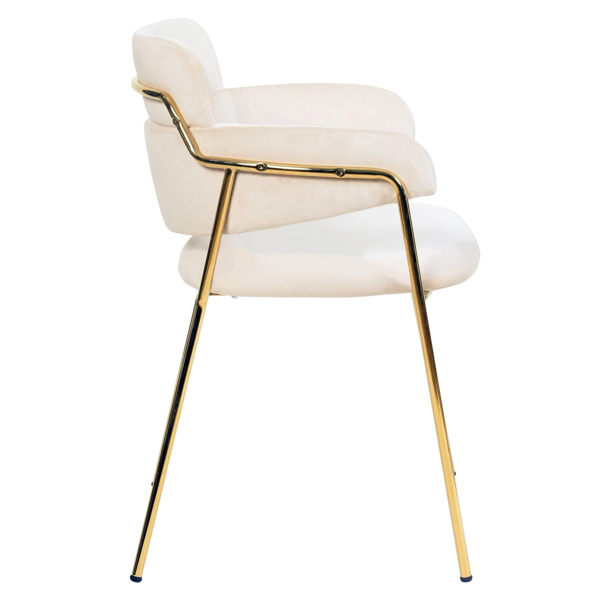 Axis Upholstered Dining Chair with Curved Open-Back Design and Gold Stainless Steel Legs - Elax Furniture