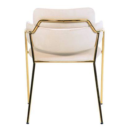 Axis Upholstered Dining Chair with Curved Open-Back Design and Gold Stainless Steel Legs - Elax Furniture