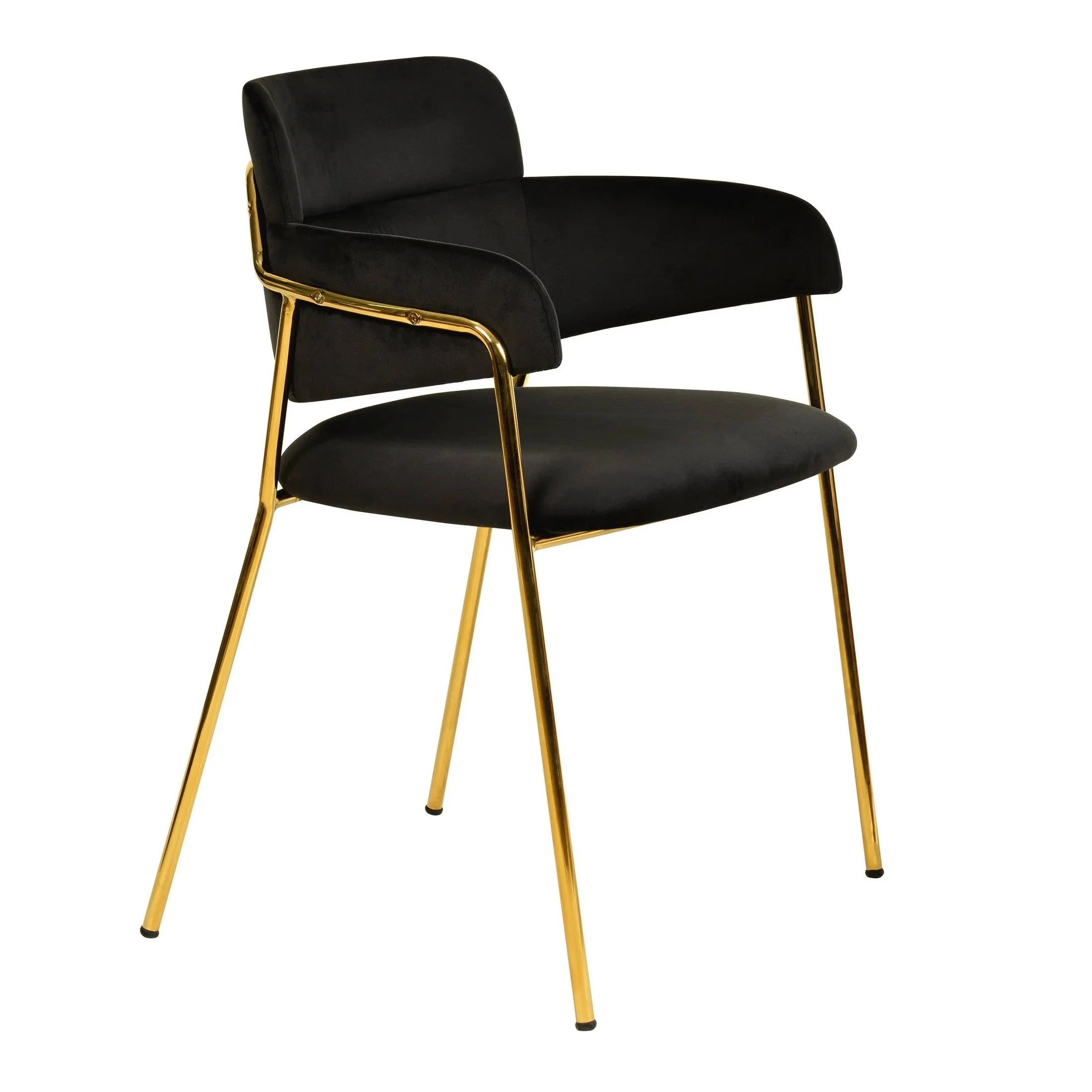 Axis Upholstered Dining Chair with Curved Open-Back Design and Gold Stainless Steel Legs - Elax Furniture