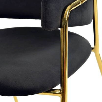 Axis Upholstered Dining Chair with Curved Open-Back Design and Gold Stainless Steel Legs - Elax Furniture