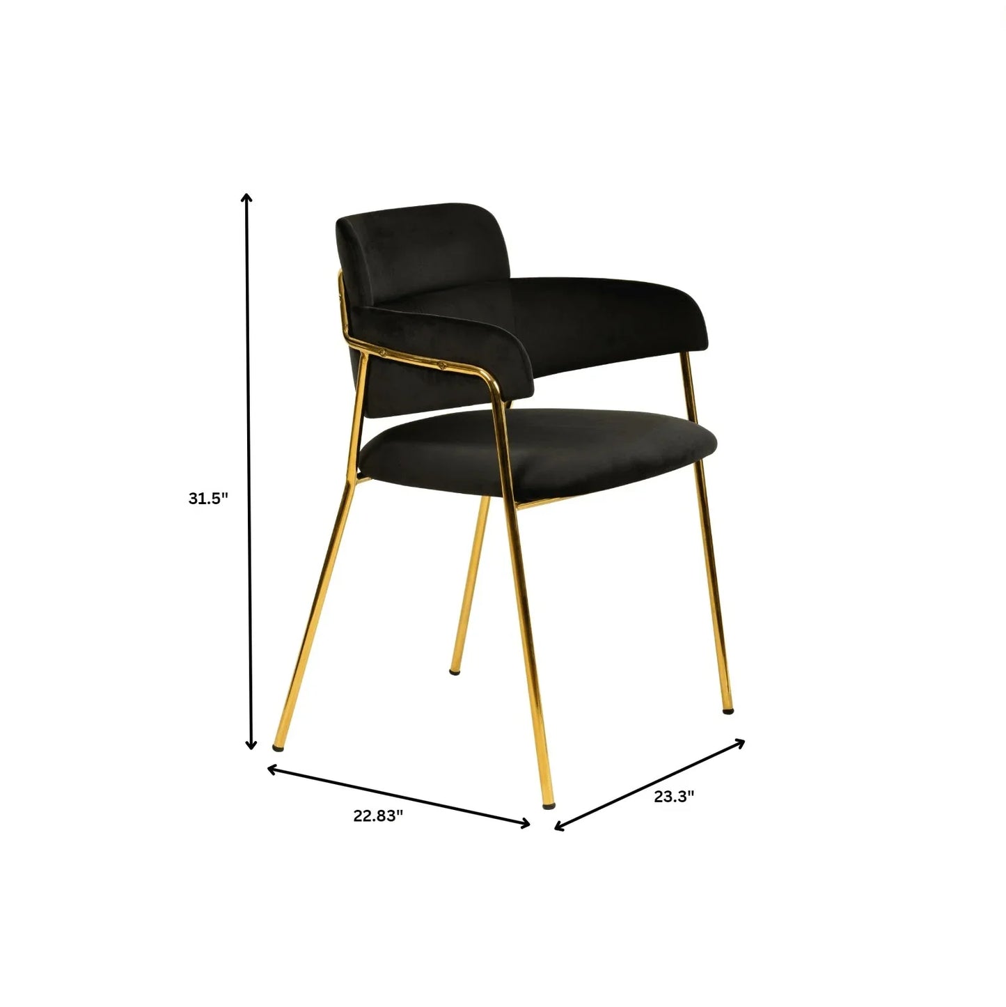 Axis Upholstered Dining Chair with Curved Open-Back Design and Gold Stainless Steel Legs - Elax Furniture