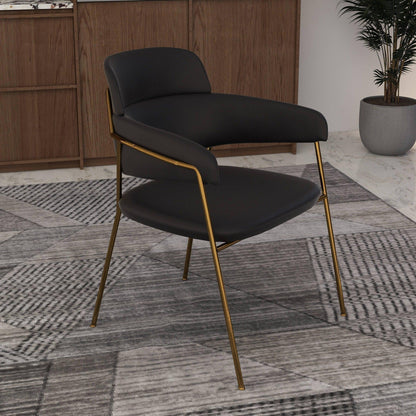 Axis Upholstered Dining Chair with Curved Open-Back Design and Gold Stainless Steel Legs - Elax Furniture