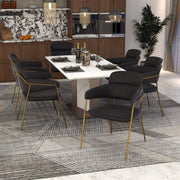 Axis Upholstered Dining Chair with Curved Open-Back Design and Gold Stainless Steel Legs - Elax Furniture
