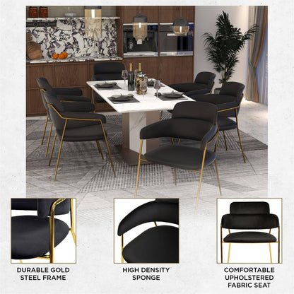 Axis Upholstered Dining Chair with Curved Open-Back Design and Gold Stainless Steel Legs - Elax Furniture