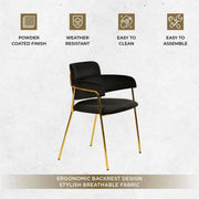 Axis Upholstered Dining Chair with Curved Open-Back Design and Gold Stainless Steel Legs - Elax Furniture