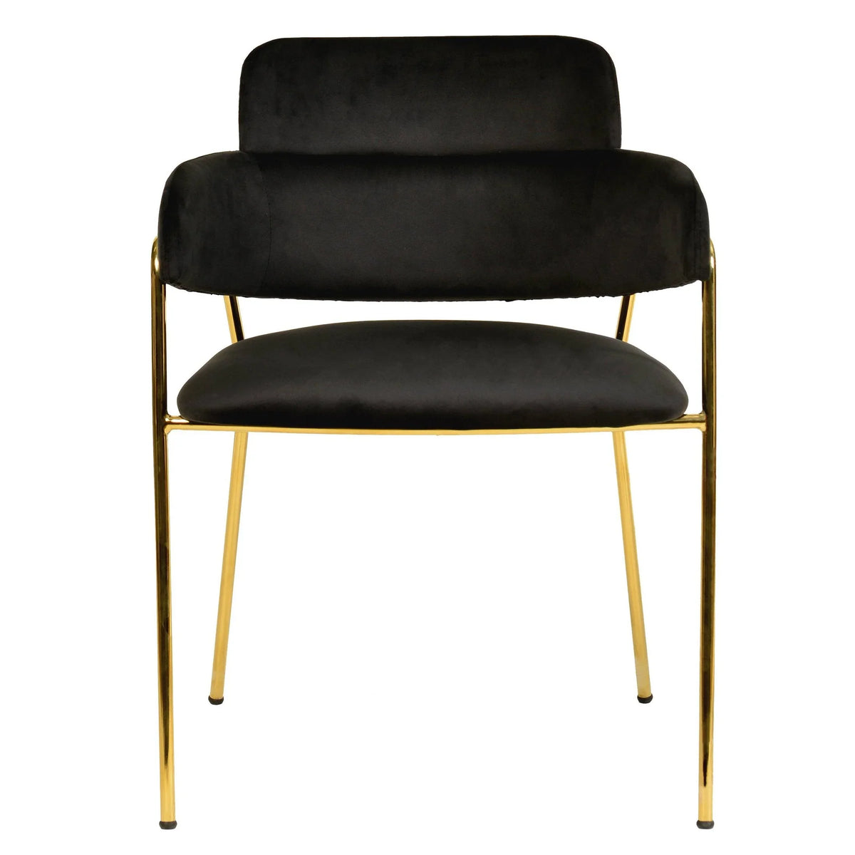 Axis Upholstered Dining Chair with Curved Open-Back Design and Gold Stainless Steel Legs - Elax Furniture