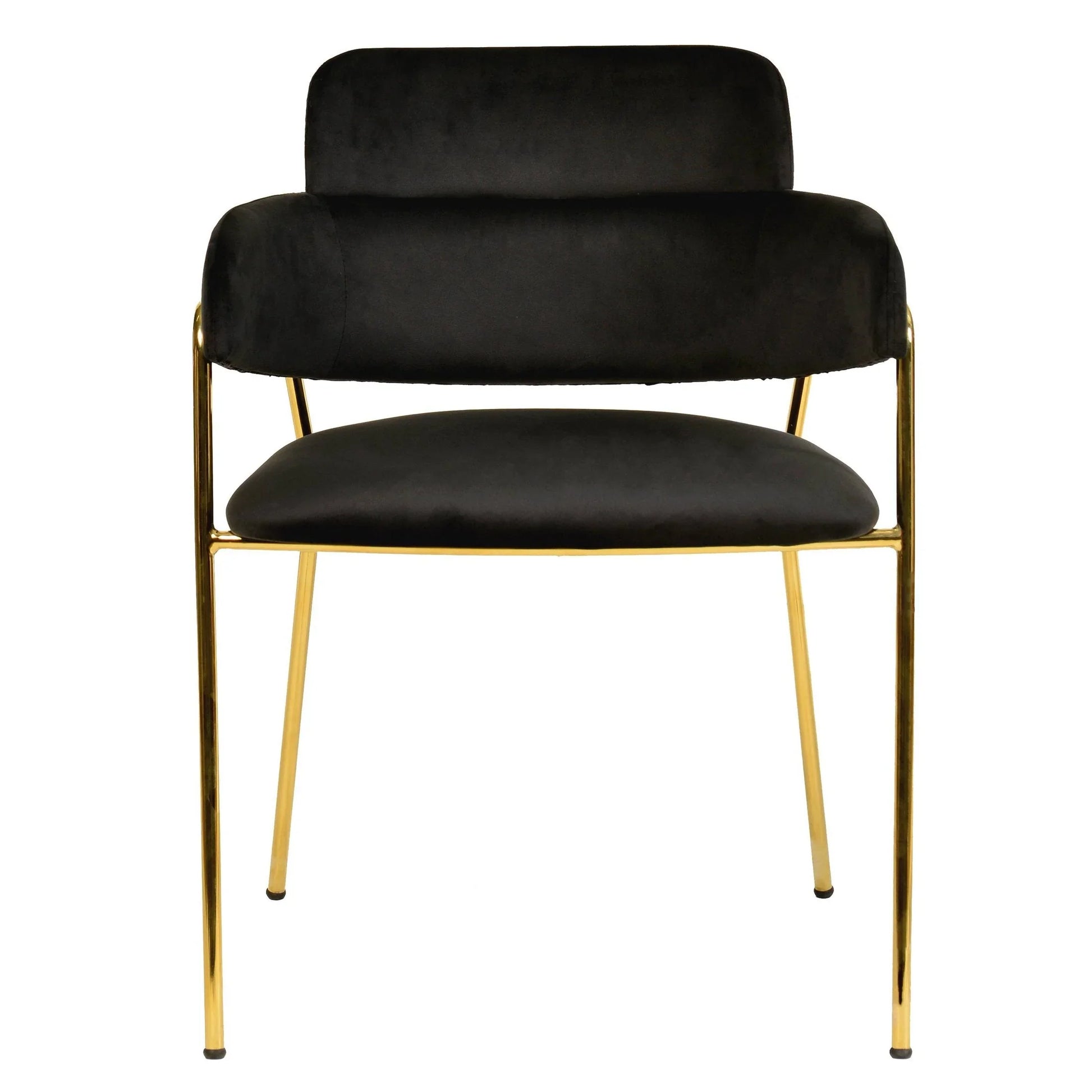 Axis Upholstered Dining Chair with Curved Open-Back Design and Gold Stainless Steel Legs - Elax Furniture