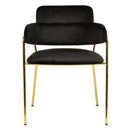 Axis Upholstered Dining Chair with Curved Open-Back Design and Gold Stainless Steel Legs - Elax Furniture