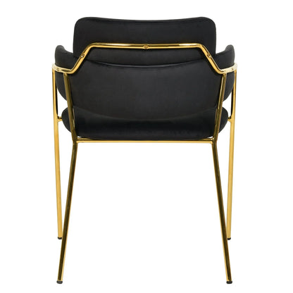 Axis Upholstered Dining Chair with Curved Open-Back Design and Gold Stainless Steel Legs - Elax Furniture