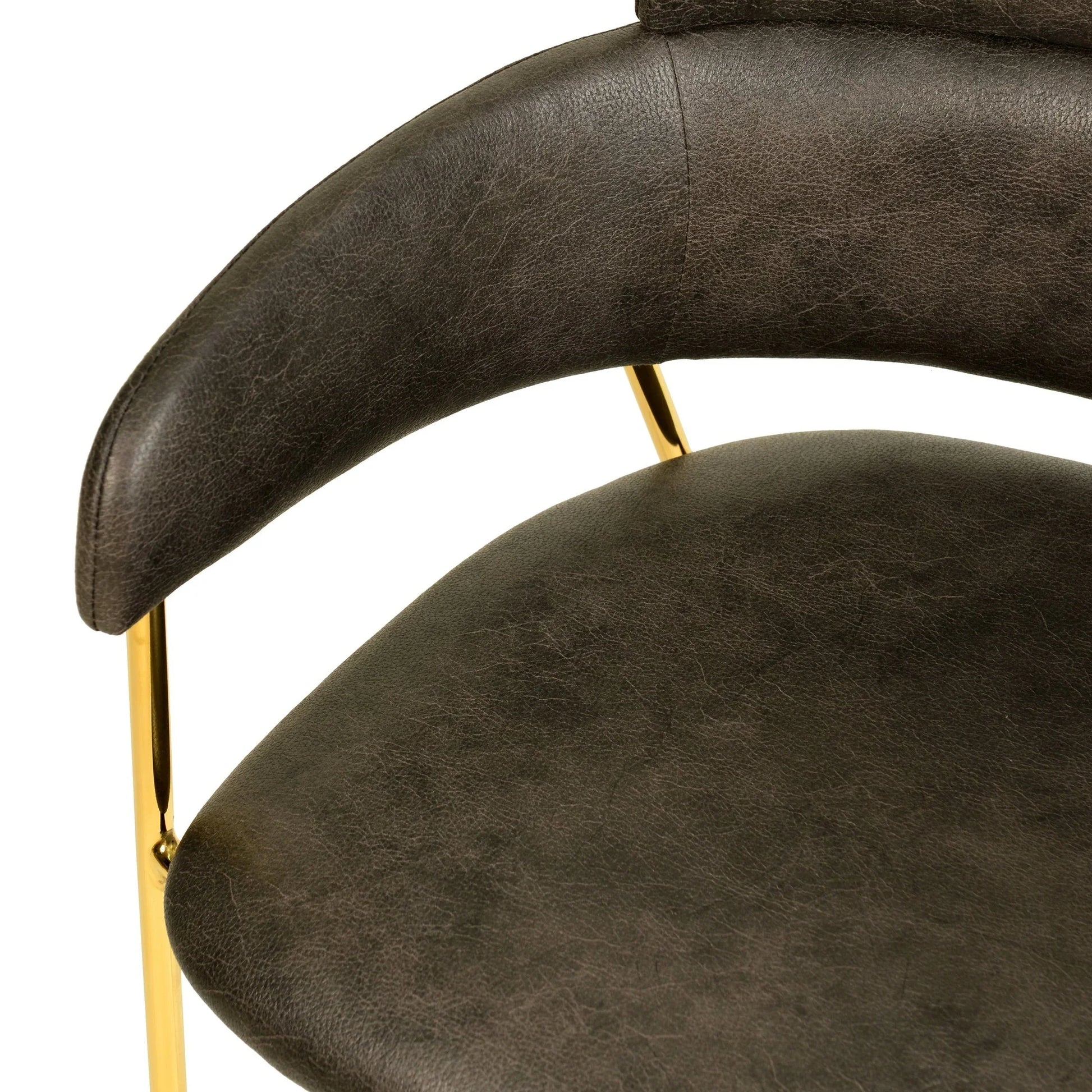 Axis Upholstered Dining Chair with Curved Open-Back Design and Gold Stainless Steel Legs - Elax Furniture