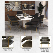 Axis Upholstered Dining Chair with Curved Open-Back Design and Gold Stainless Steel Legs - Elax Furniture