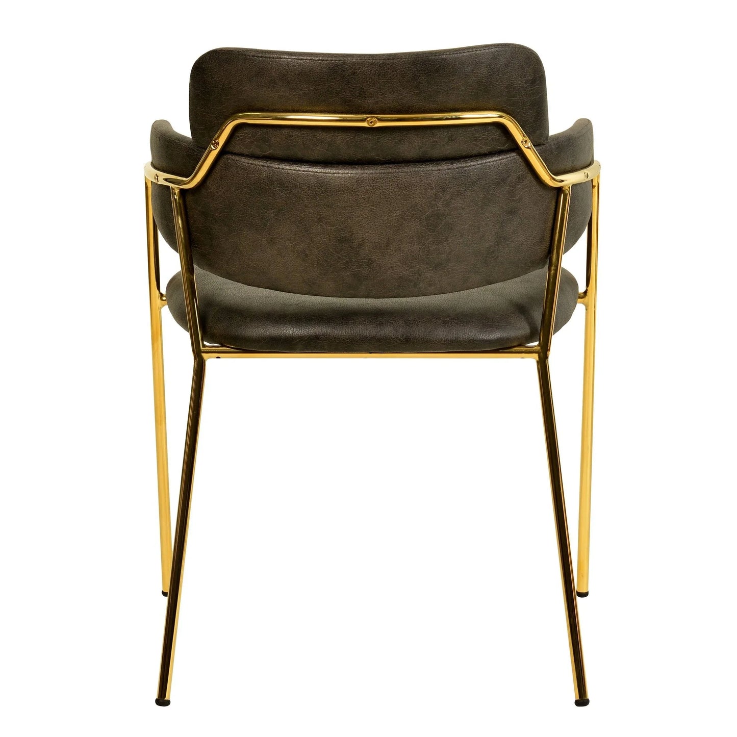 Axis Upholstered Dining Chair with Curved Open-Back Design and Gold Stainless Steel Legs - Elax Furniture