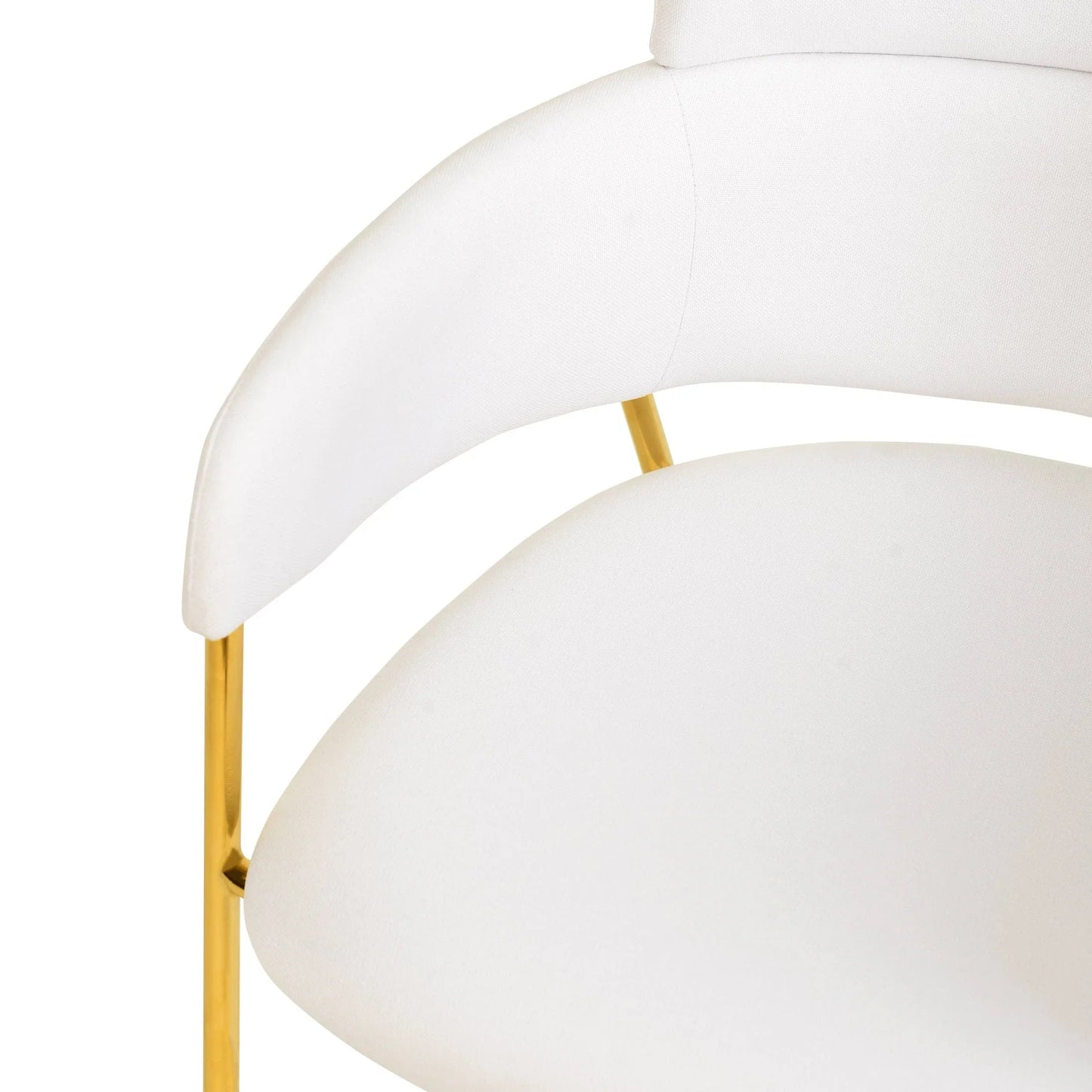 Axis Upholstered Dining Chair with Curved Open-Back Design and Gold Stainless Steel Legs - Elax Furniture