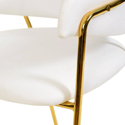 Axis Upholstered Dining Chair with Curved Open-Back Design and Gold Stainless Steel Legs - Elax Furniture
