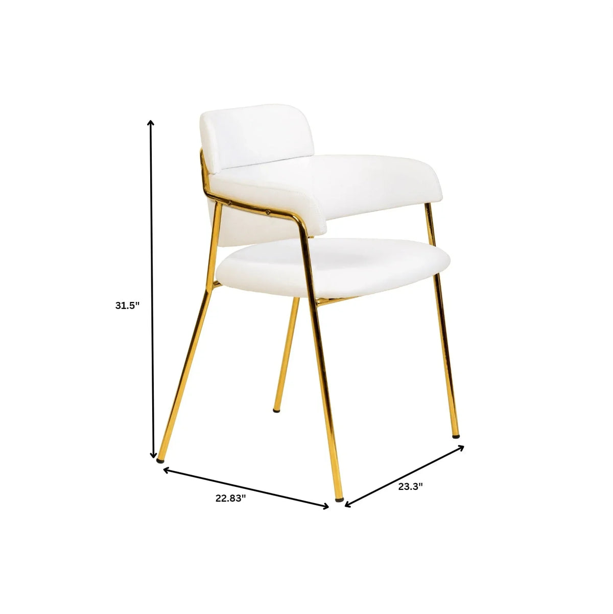 Axis Upholstered Dining Chair with Curved Open-Back Design and Gold Stainless Steel Legs - Elax Furniture