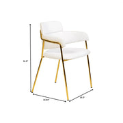 Axis Upholstered Dining Chair with Curved Open-Back Design and Gold Stainless Steel Legs - Elax Furniture