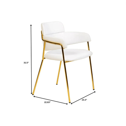 Axis Upholstered Dining Chair with Curved Open-Back Design and Gold Stainless Steel Legs - Elax Furniture