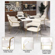 Axis Upholstered Dining Chair with Curved Open-Back Design and Gold Stainless Steel Legs - Elax Furniture