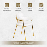 Axis Upholstered Dining Chair with Curved Open-Back Design and Gold Stainless Steel Legs - Elax Furniture