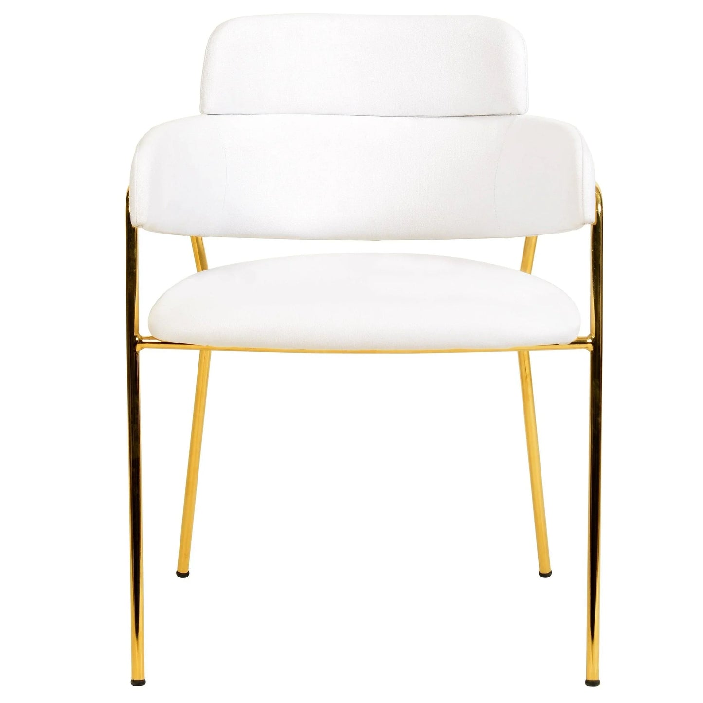 Axis Upholstered Dining Chair with Curved Open-Back Design and Gold Stainless Steel Legs - Elax Furniture