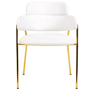 Axis Upholstered Dining Chair with Curved Open-Back Design and Gold Stainless Steel Legs - Elax Furniture