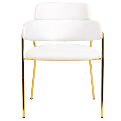 Axis Upholstered Dining Chair with Curved Open-Back Design and Gold Stainless Steel Legs - Elax Furniture