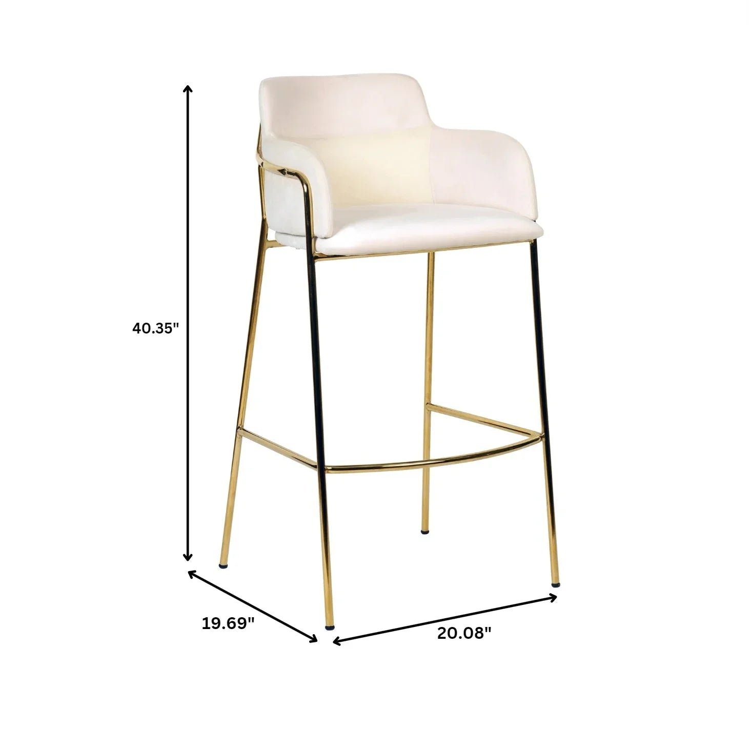 Axis 40" Low-Back Bar Stool Ergonomic Pub Chair with Gold Stainless Steel Base - Elax Furniture