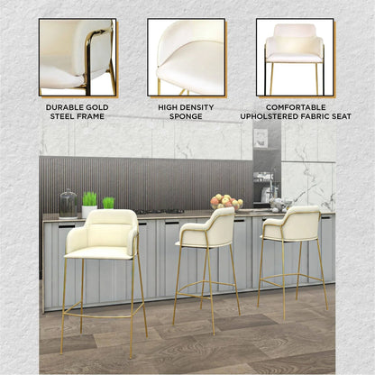 Axis 40" Low-Back Bar Stool Ergonomic Pub Chair with Gold Stainless Steel Base - Elax Furniture