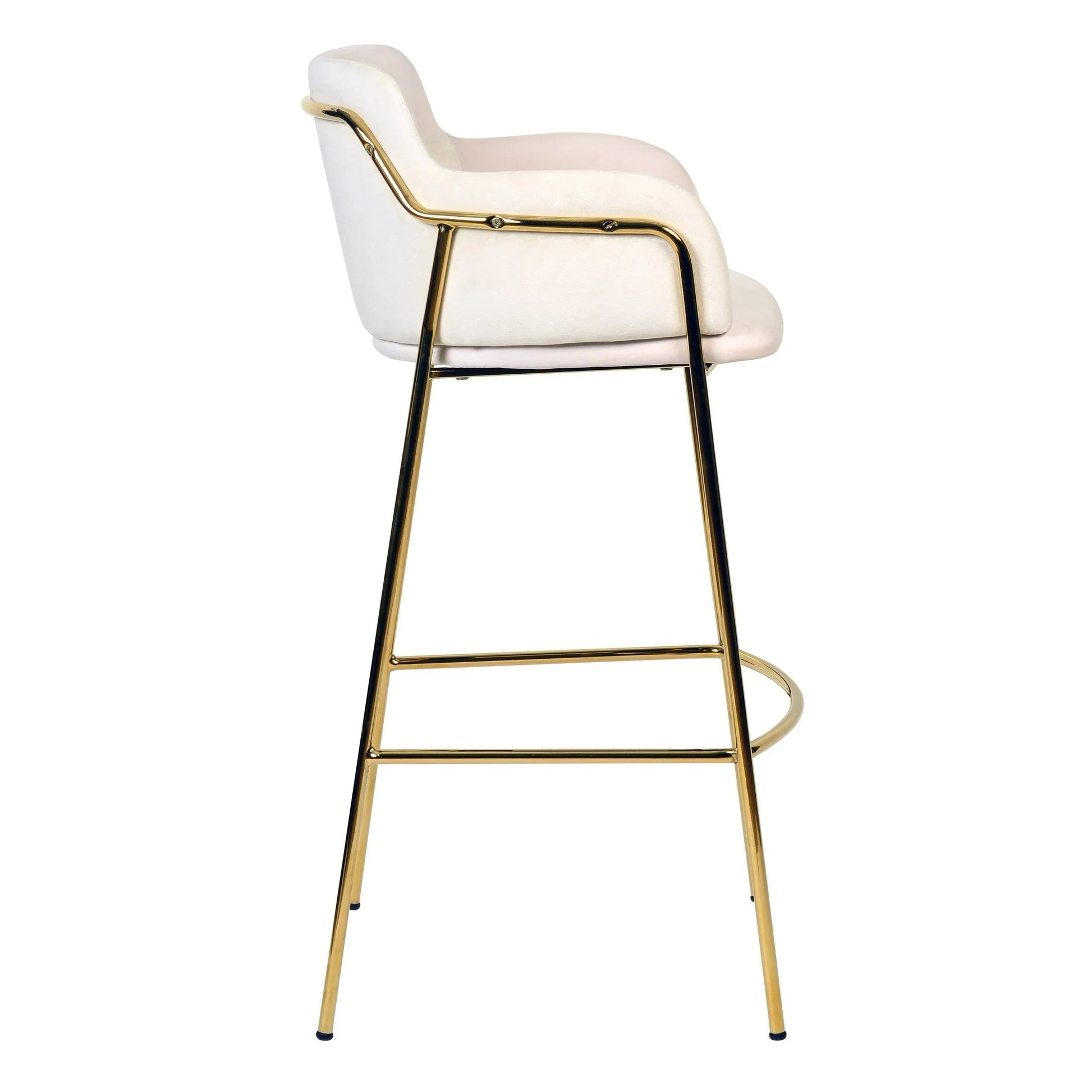 Axis 40" Low-Back Bar Stool Ergonomic Pub Chair with Gold Stainless Steel Base - Elax Furniture