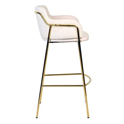 Axis 40" Low-Back Bar Stool Ergonomic Pub Chair with Gold Stainless Steel Base - Elax Furniture