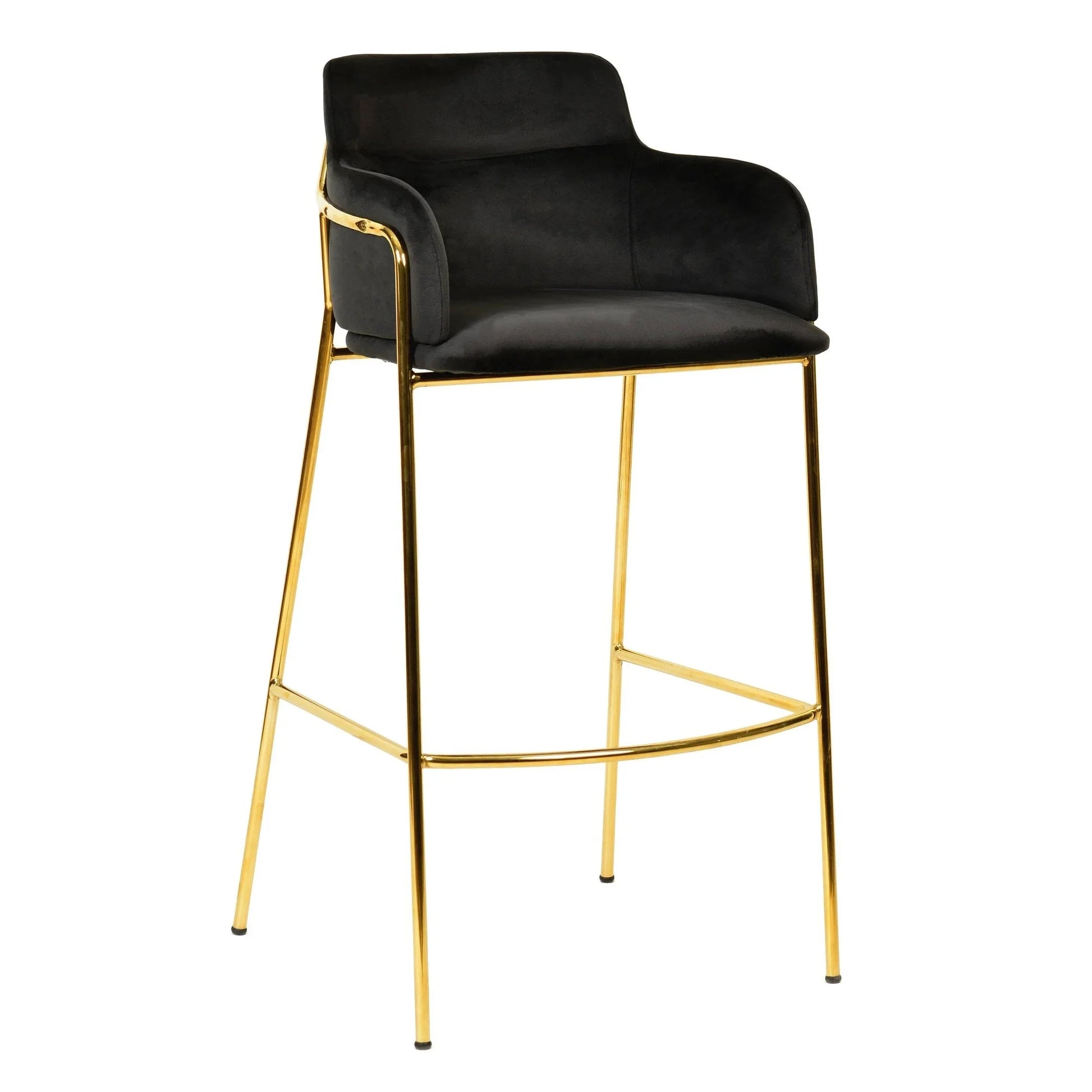 Axis 40" Low-Back Bar Stool Ergonomic Pub Chair with Gold Stainless Steel Base - Elax Furniture